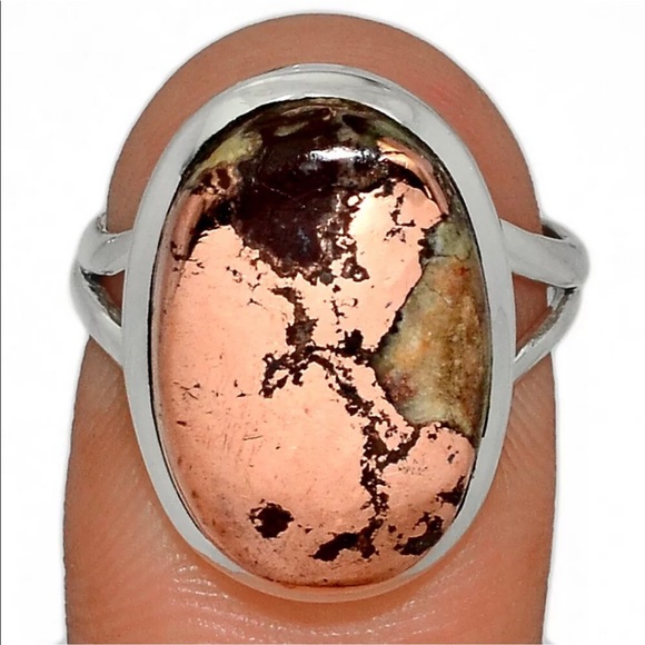 Jewelry - Rare copper agate silver ring size 7